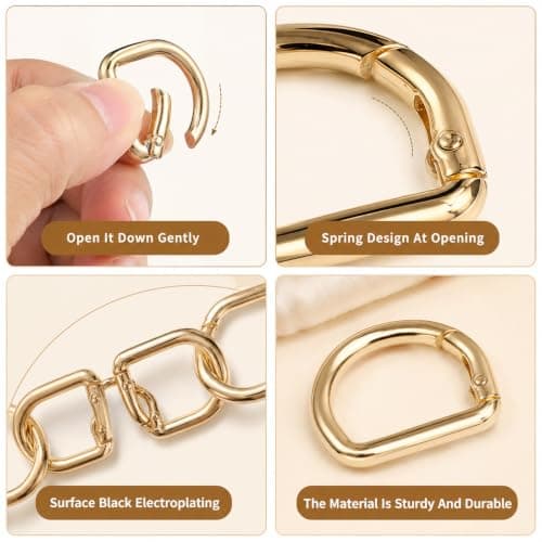 Ymapinc 8Pcs Gold D Rings for Purse, Gold Metal Keyring Clip, 1.18 Inch — view 4