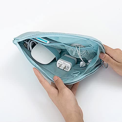 Cable Bag Small Portable Bag Gadget Organiser,Electronics Pouch,Travel Cable Bag for Power Bank,Earphone,Hard Disk,Lipsticks,Brush,ID Cards,USB-Cream — view 3