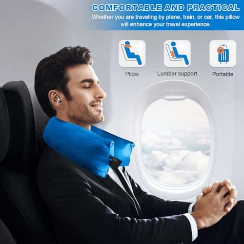 Stuffable Neck Pillow for Travel, Waterproof Travel Neck Pillows (Blue) — view 5