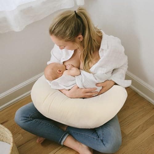 2 Pcs Nursing Pillow Cover Muslin Cotton Hidden Zipper Removable Washable Slipcover For U Shaped Breastfeeding Pillow Baby Boys Girls no Pillow — view 3
