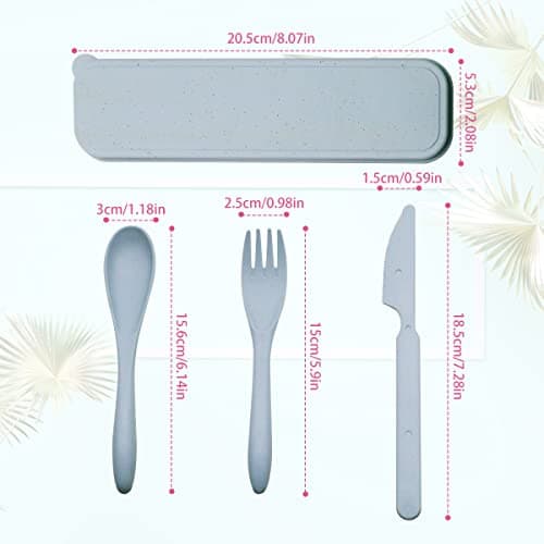 VicBou Travel Cutlery Set with Case, 2 Sets Portable Camping Cutlery, Reusable Spoon Fork Knife Sets for Travel Picnic School Camping Outdoor or Daily Use,(Blue, Pink) — view 3
