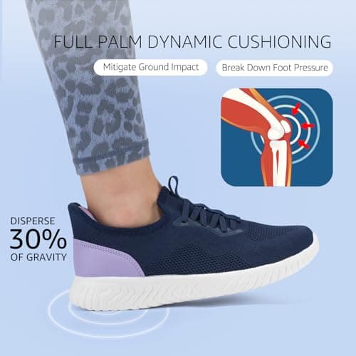 STQ Slip on Trainers Women Comfortable Nurse Nursing Shoes Lightweight Womens Trainers for Walking Work Navy Purple UK 4 — view 4