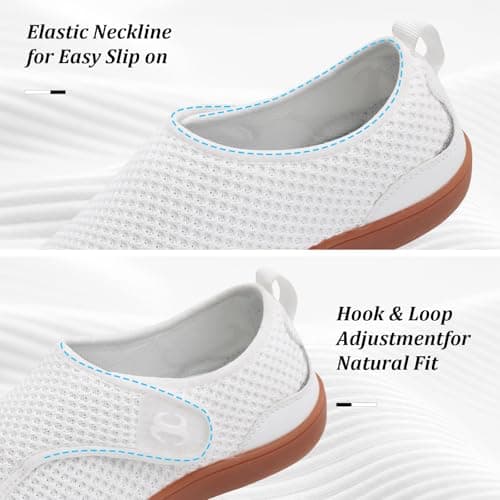 JOINFREE Womens White Walking Shoes Wide Fit Barefoot Slip Resistant White — view 2