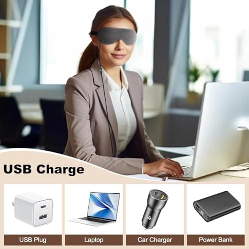 Aroma Season Heated Eye Mask, Warm Eye Compress, 4 Temperature Settings USB Eye Mask Heated with Washable Cover, Gifts for Family and Friends (Grey) — view 5
