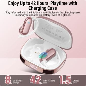 Wireless Earbuds, Bluetooth 5.4 Open Ear Headphones with Ear Hooks, 42H — view 4