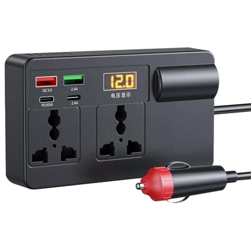 ideallife 200W Car Voltage Converter Inverter,12V/24V to 220V Converter with 2 AC Sockets & 4 USB Ports (PD30W & QC3.0 Fast Charge), Fast Charging Car Voltage Converter Inverter for SUV Van Truck