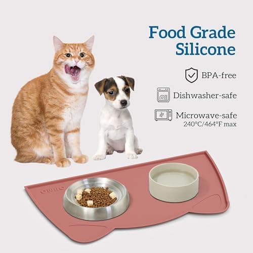 OHMO Silicone Cat Food Mat for Food&Water Bowls, 46x25cm, Brick Red — view 3