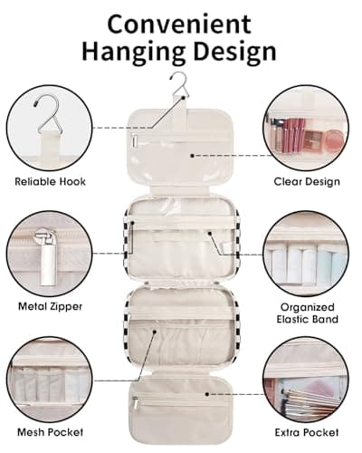 Narwey Large Hanging Travel Toiletry Bag for Women, Wash Bag for Toiletries — view 6