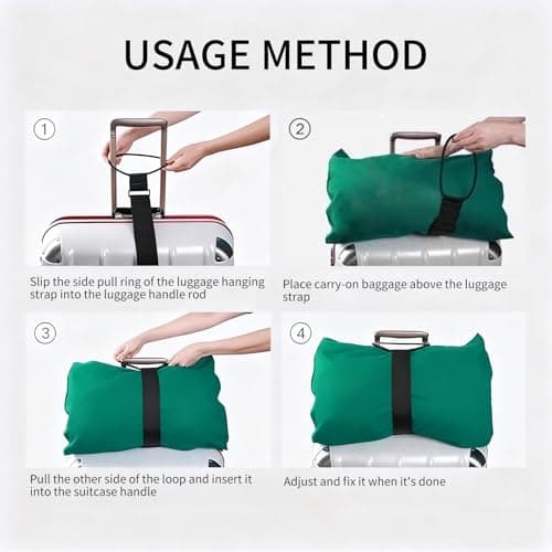 2 Pcs Elastic Fastening Belt for Luggage, Adjustable Luggage Straps for Suitcases Attach Bags, Portable Travel Suitcase Accessory (2 Black) — view 6