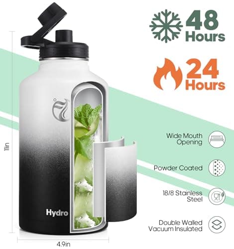 HydroPal Vacuum Insulated 1.9L Stainless Steel Water Bottle with Dual Lids — view 3