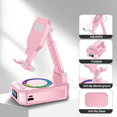 Gift for Men Women, Valentines Gifts, Phone Stand with Bluetooth Speaker, Anti-Slip Base, 4-in-1 Design with RGB, Foldable Phone Charger Stand with Wireless Speaker, Tech Gadget for Friends/Parents — view 6