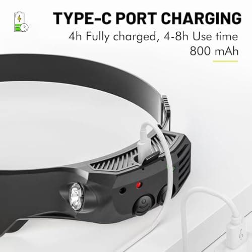 Rechargeable LED Head Torch with Motion Sensor, 230° Wide Beam COB Headlamp, 5 Light Modes, IPX4 Waterproof, Hands-Free Headlight for Running, Fishing, Camping, Hiking, Cycling, Work & Emergency — view 5