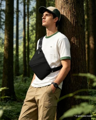 OSOCE Anti Theft Travel Bag, Mens Sling Chest Bag, Crossbody Multi Pockets Shoulder Bag Water-Resistant Bags Cover Pack Casual Cycling Hiking for Men Women — view 3