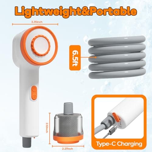 Portable Shower for Camping, 6000mAh Rechargeable Camping Shower with Foldable Bucket, Storage Bag, Filtered Shower Head, Outdoor Camp Shower Pump for Hiking, RV, Traveling, Car Washing, Pet Bath — view 4