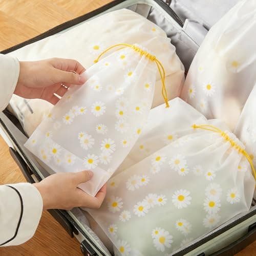 15Pcs Travel Shoe Bags,3 Sizes Reusable Waterproof Dustproof Drawstring Storage Bag Plastic Portable Luggage Organizer Bag for Cloth Shoe Underwear Travel Drawstring Shoe Bags for Men Women — view 3