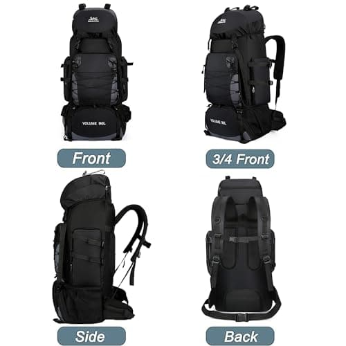 Mxaeyar 90L Hiking Backpack Large Capming Rucksack Waterproof Hiking Daypack Black Daypack for Mountaineering Travelling Climbing Outdoor Tekking Backpack for Men Women — view 2