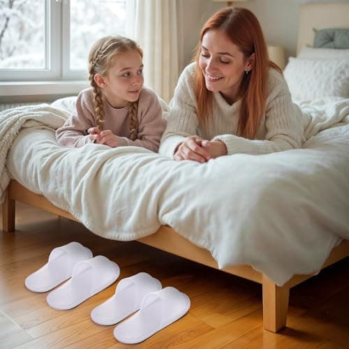 kuou Disposable Spa Slippers 12 Pairs Hotel Guest Slippers White Open Toes — view 2
