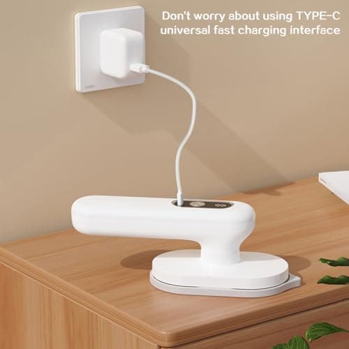 BYYLECL Wireless Handheld Portable Garment Steam Iron, Wet Dry Ironing Machine Electric Iron-Steamer Clothes for Travelling, Home - USB Charging 20x7.2cm — view 3