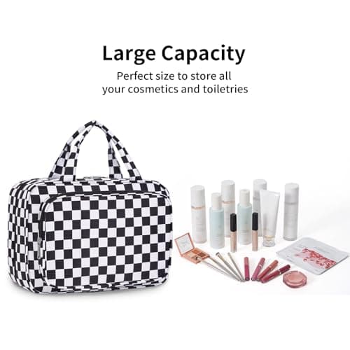 Narwey Checkered Hanging Travel Toiletry Bag for Women Toiletries Wash Bag — view 6
