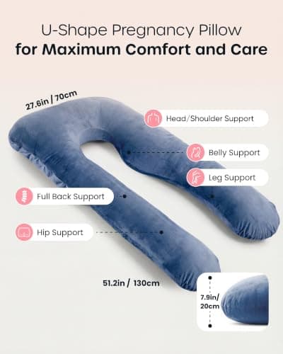 Nuliie Pregnancy Pillow for Sleeping, U Shaped (Navy) — view 2