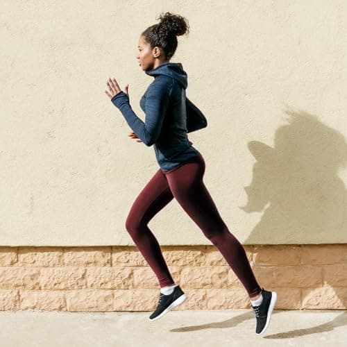 Ulknyss Thermal Leggings Women High Waist Fleece Lined Winter Leggings Workout Warm Yoga Pants Tights Wine Red — view 2
