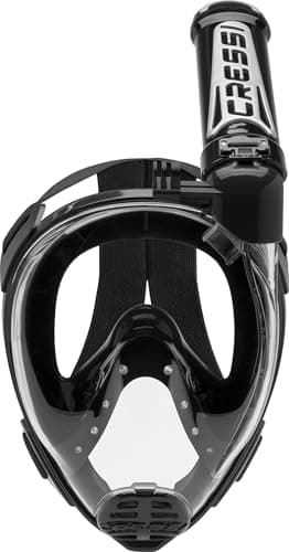 Cressi Full Face Snorkel Mask with Air Tank - S/M, Black, with Action Cam Holder - Fog-Resistant Snorkel with Camera Mount - Wide Field Of View Dive Goggles Adult with Action Mount — view 2