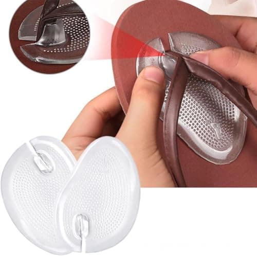 2 Pairs Thong Sandal Cushions Pad, Silicone Thong Flip Flop Cushion Clear Sandal Toe Protectors Sandal Gel Anti Slip Forefoot Cushions Inserts for Foot Protection for Sandals Men Women — view 3
