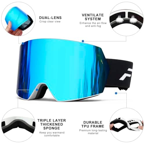 FMY OTG Ski Goggles,Snowboard Goggles for Men,Women & Youth Anti Fog — view 3