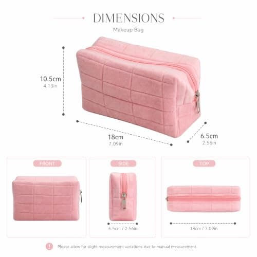 Merzio 2PCS Makeup Bag for Women, Travel Cosmetic Bag with Wide-Open Design Portable Toiletry Bag Skincare Organizer Pouch, Cute Multifunctional Washbag for School Outing Travel Accessories (Pink) — view 2