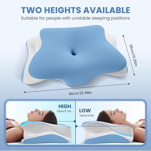 A-Pce Memory Foam Side Sleeper Pillow,Orthopedic Ergonomic Neck Pillow,Blue — view 3
