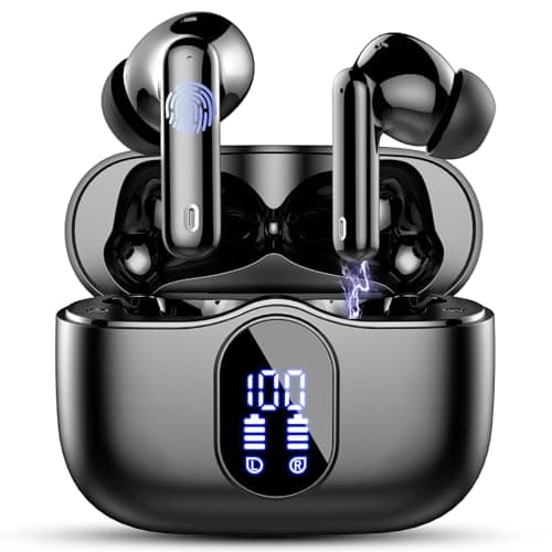Wireless Earbuds, Bluetooth 5.4 Headphones In Ear with 4 ENC Mic, 36H Playtime HiFi Stereo with Noise Cancelling Ear Buds, IP7 Waterproof LED Display Fast Charging, Earphones APP EQ forAndroid iOS