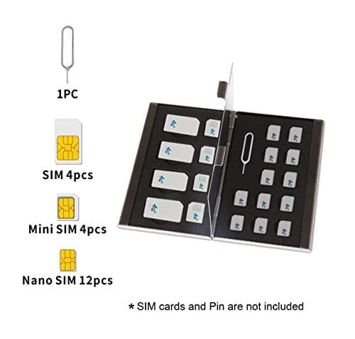Sim Card Holder Case Storage for 20 Sim Cards Micro, Nano & Standard Sims with Ejection Tool Anti Shock Ideal for Travelling Thin Wallet Style made from Aluminium by King of Flash — view 2