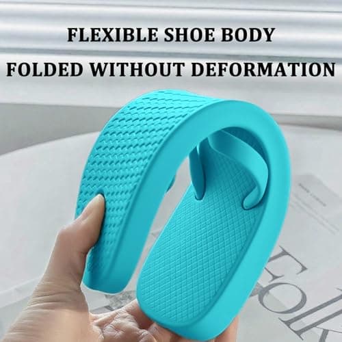 JiaYouLC Unisex Flip Flops Rubber Flatform Beach flipflops Slip-Resistant Flat Flip-Flop for Shower Swimming Pools (Blue-A, Adult, Men, 8, Numeric Range, UK Footwear Size System, 9, Medium) — view 4
