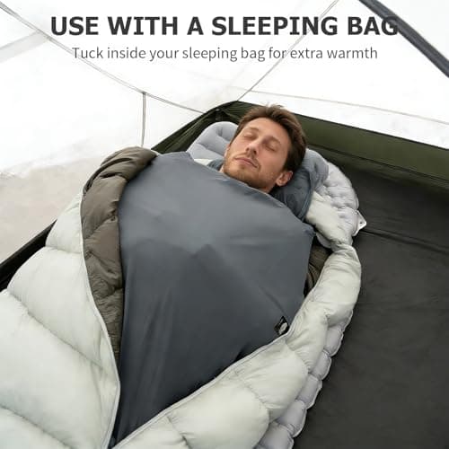 Gaethra Ultralight Sleeping Bag Liner, 210cm Light Blue Matt Nylon Travel Sheet, 128g Quick Drying Easy-Care Fabric Sleeping Bag Liner Thermal for Backpacking, Hostels, Camping, Travel — view 5
