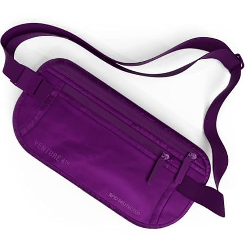 VENTURE 4TH Slim Passport Holder - RFID Blocking Travel Pouch to Protect Cash, Credit Cards and Travel Documents, Sleek Purple, One Size, Modern