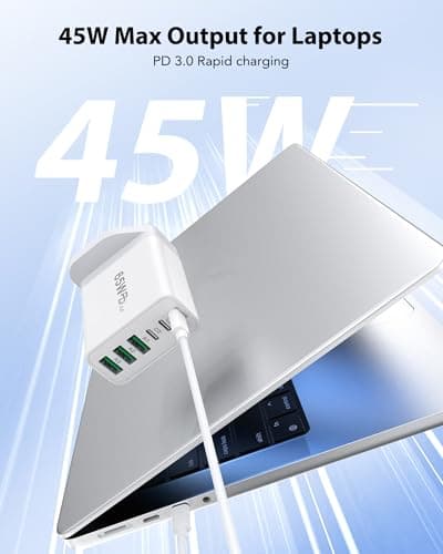 65W USB C Plug, 6-Port Multi USB Charger Plug with 45W Max Output, 3 USB-C and 3 USB-A, Fast Charger Plug for MacBook Pro/Air, iPad, Galaxy S26,iPhone 17/16/15 Pro — view 4