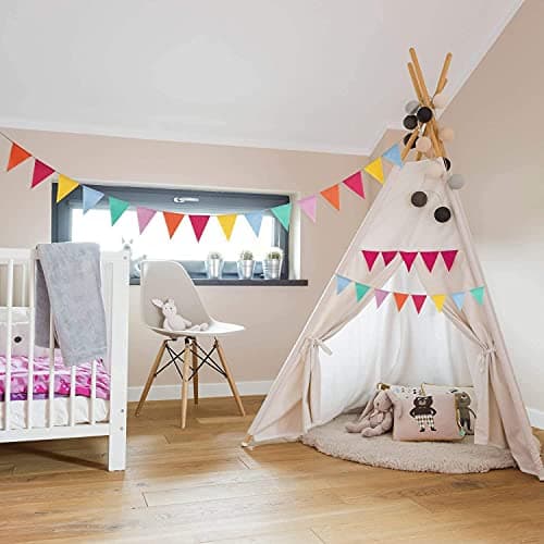 DERDOUT 1 Strip, Multicolor Outdoor Waterproof Triangle Flags Imitated Linen Burlap Bunting Supply for Wedding Birthday Party Home Festival Decoration — view 6