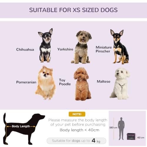 PawHut Pet Carrier Soft Dog Crate for Miniature Dogs 60 x 42 x 34 cm Purple — view 5