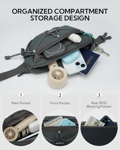 Waterfly Bum Bag Fanny Pack Waist Packs with RFID Blocking Grey — view 5