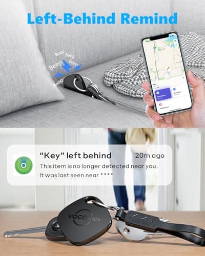 VOCOlinc Air Tracker Tag Key Finder 2 Pack, Luggage Tracker Compatible with Apple Find My App (iOS Only, not Support Android), Battery Replaceable, Bluetooth Item Locator for Keys, Suitcases, Bags — view 3