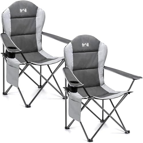 Trail Falcon High Back Camping Chairs, Grey, 2 Pack