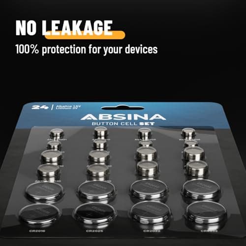 ABSINA Button Batteries Mixed Pack of 24 Alkaline & Lithium — view 5
