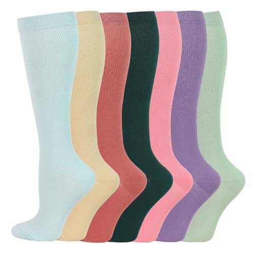 Cheeroyal 2 Pairs Compression Socks for Women Men Circulation-Best Support for Nurses,Running,Athletic,Travel (UK, Alpha, S, L, Regular, Regular, S-M, Purple) — view 2
