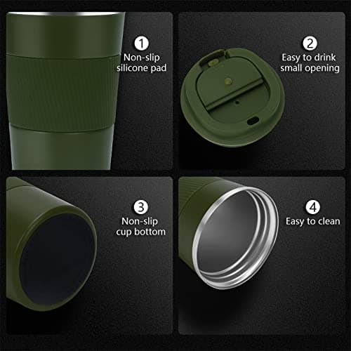 Tlater Thermal Mug, 380 ml Thermal Coffee Mug with Leak-Proof Lids – Thermal Travel Mug – Stainless Steel Double Walled Vacuum Coffee Cups for Hot and Cold Drinks, Coffee and Tea — view 2