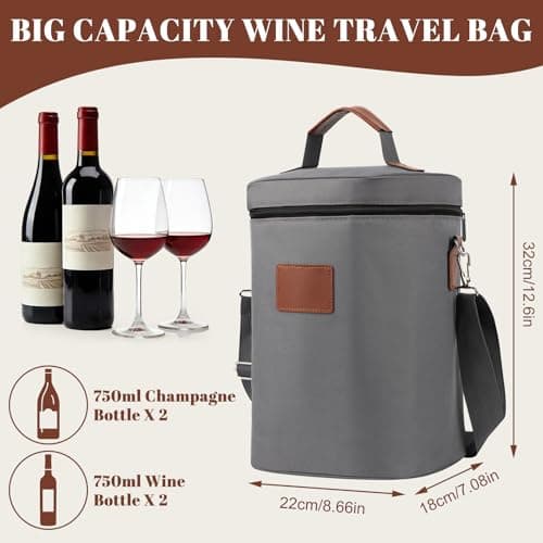 4 Bottles Insulated Wine Cooler Bag,Leakproof Padded Wine Tote Carrier — view 2