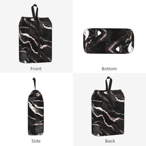Black Rose Gold Marble Print Waterproof Shoe Bag Travel Bag with Carry Strap Storage Bag Versatile Cosmetic Bag-2pcs — view 2