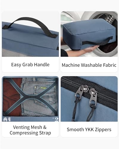 ECOHUB Packing Cubes for Suitcase 7 PCS Travel Organiser Packing Bags Recycled PET Eco Friendly Travel Accessories Shoes Bags Storage Bag Luggage Organiser Pouch(Blue) — view 5