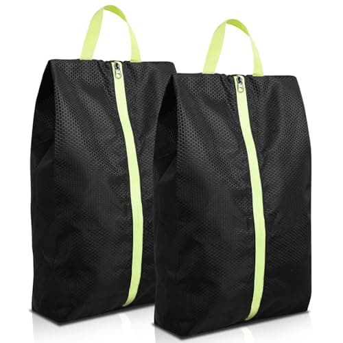 2 Pcs Shoe Bags for Travel Shoe Storage Bags Smell Proof Soccer Cleat Bags with Active Carbon Fabric Waterproof Travel Shoe Organizer with Zipper Closure Handle for Daily and Travel Use