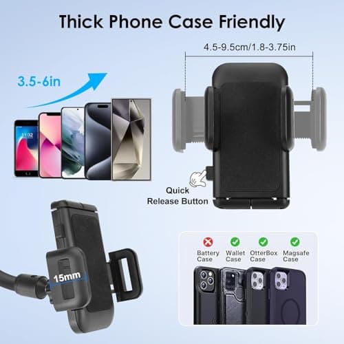 EEEKit Car Phone Holder, Adjustable Car Phone Mount, Strong Suction Windscreen Dashboard Mount for 3.5-6in Smartphones — view 6