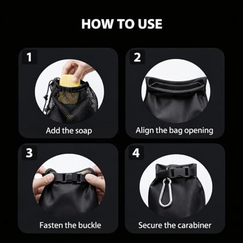 2PCS Travel Soap Bag, Waterproof Soap Dishes Case Box, Portable Sealing Soap Holder, Leakproof & Quick Drying Soap Bar with Lathering Bag and Carabiner, for Travel, Camping (Black+Army Green) — view 6